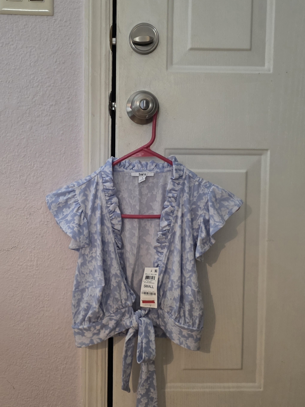 NWT- Bar 111 Small Light Blue Floral Tie-Front Top